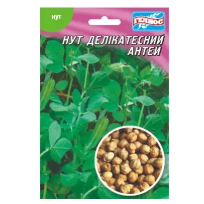 Пакет семян нута деликатесного Антей с изображением растения и зерен