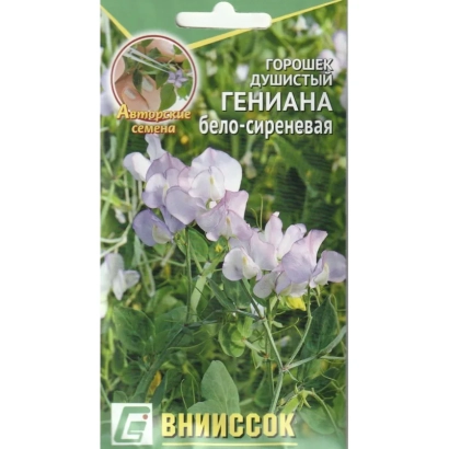 Пакет семян ГЕНИАНА БЕЛО-СИРЕНЕВАЯ с изображением цветущего растения