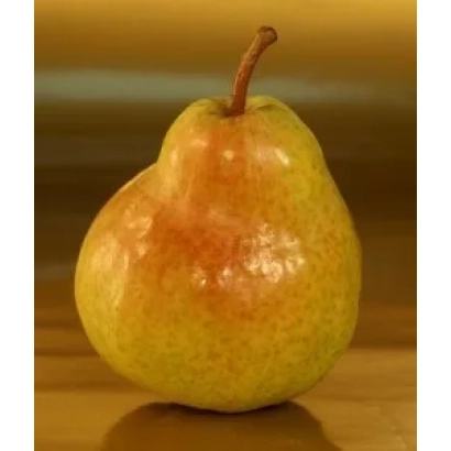 Спелая груша с коричневым черешком на деревянной поверхности - ВАССА