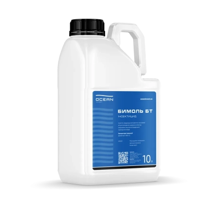 White jug with blue label showing the product name «BiMol BT»