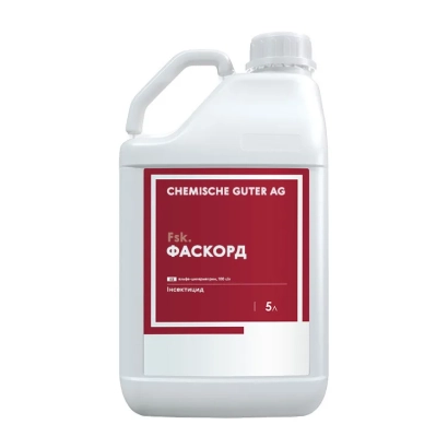Bottle of insecticide Fascord by Chemische Gueter AG