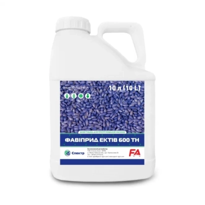 White jug with blue label showing the product name «Favipryd Ektyv 600 TN».