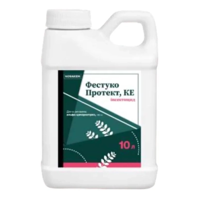 White jug with label Festuco Protect, KE