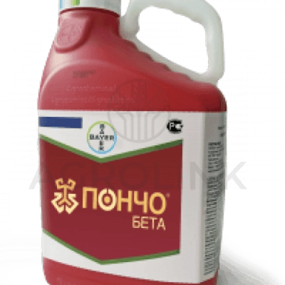 Red container with label Poncho Beta - Poncho Beta 453,3 FS