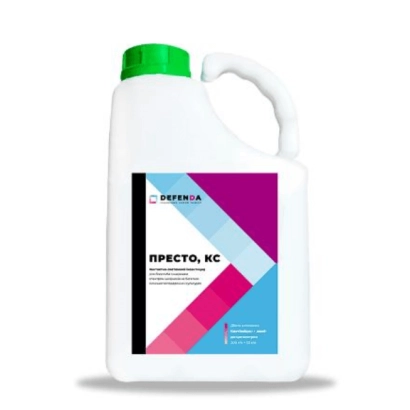 Бутылка с инсектицидом Престо, КС на белом фоне