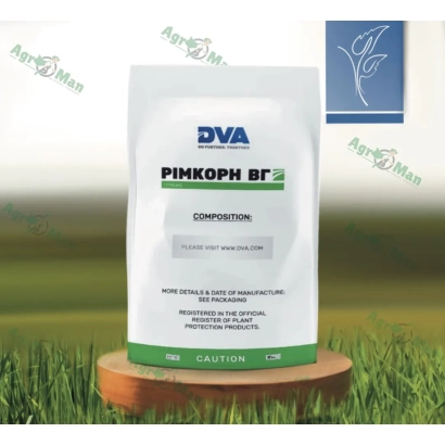 White bag labeled Rincon WG on green grass background