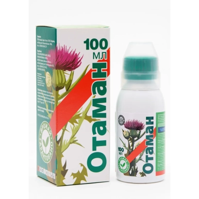 Bottle and packaging of the product Otaman with a flower image - Sherman
