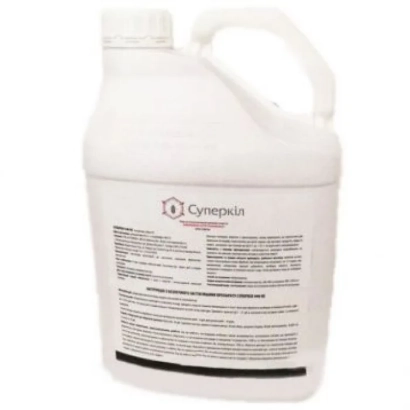 Белая канистра с этикеткой «Суперкіл 440» и текстовой информацией на русском языке. - л + циперметрин, 40 г