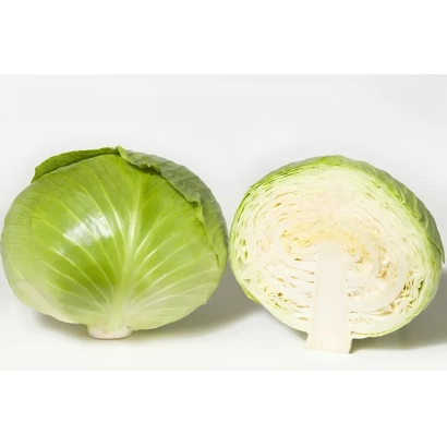 Свежая капуста, показана целая и разрезанная пополам - Компасс