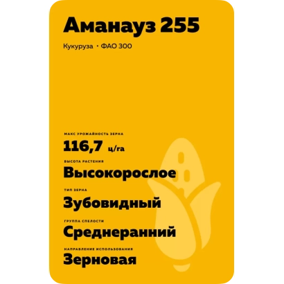 Пакет насіння кукурудзи Аманауз 255