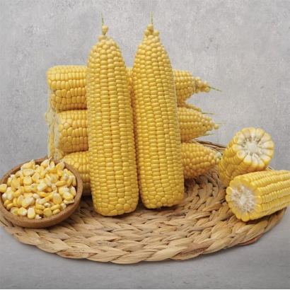 Желтая кукуруза на плетеной подставке - Флагман