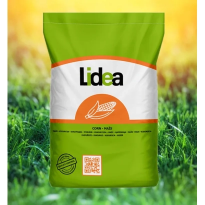 Пакет семян кукурузы Lidea на фоне зелёной травы - Григри Кс