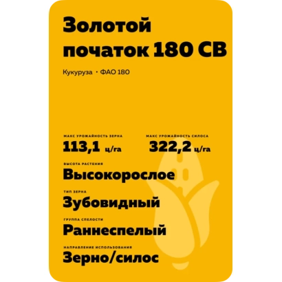 Пакет насіння кукурудзи Золотий початок 180 СВ - КОД СВ