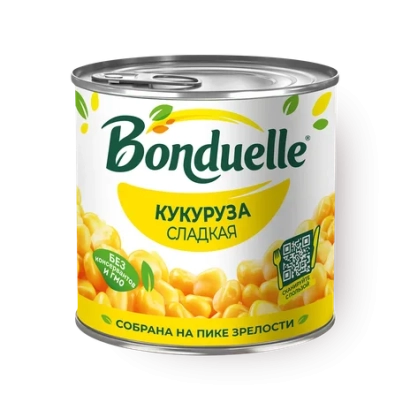 Консервированная кукуруза в банке с надписью 'Кукруза сладкая' - КР 830