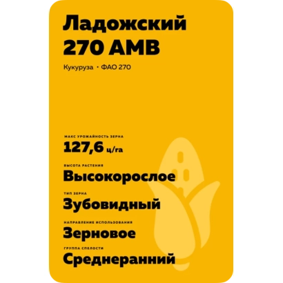 Пакет семян кукурузы ЛАДОЖСКИЙ 270 АМВ