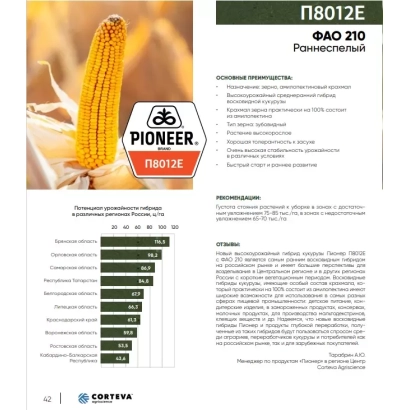 Corn seeds P 8012 E on packaging with product information