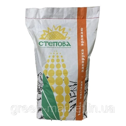 Пакет семян кукурузы с изображением початка и логотипом Степова - Соколов 407 МВ