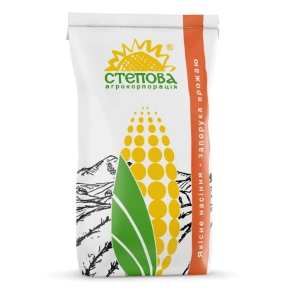 Seed bag for corn with STEPOVAYA logo and corn cob illustration - ST Luca