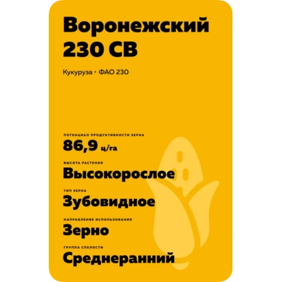Пакет насіння кукурудзи Вороніжський 230 СВ