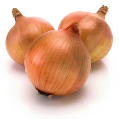 Three whole onions on a white background - Daryka