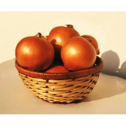 Корзина с целыми луками на светлом фоне - Себола F1 (Сахара)