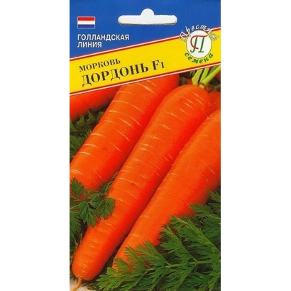 Пакет семян моркови Дарунок F1 с изображением корнеплодов