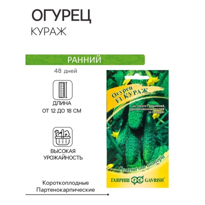 Семена огурца сорта Кураж, ранний, длина 12-18 см, высокая урожайность - Альтаир