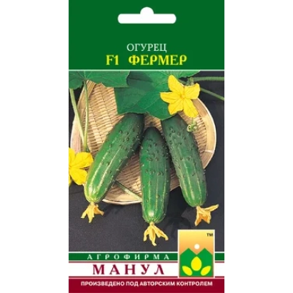 Семена огурца Фермер F1 на фоне плетей с огурцами