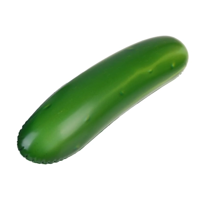 Green toy cucumber on white background