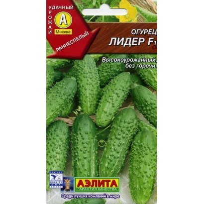 Пакет семян огурца Лидер F1 с изображением плодов