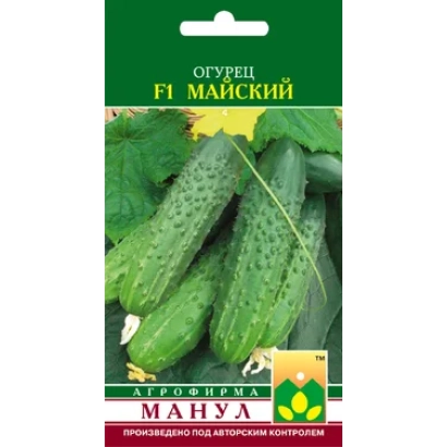 Пакет семян огурца Майский F1 с изображением плодов
