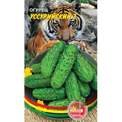 Огурец Уссурийский 3 на тарелке с тигром на фоне