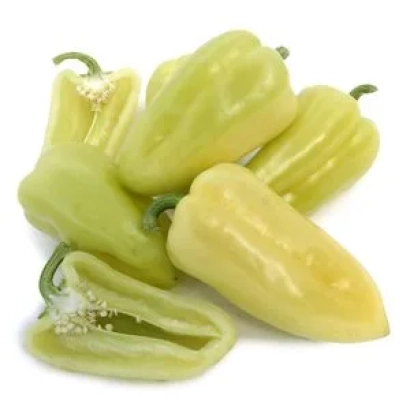 Fresh yellow peppers Adler F1 on white background