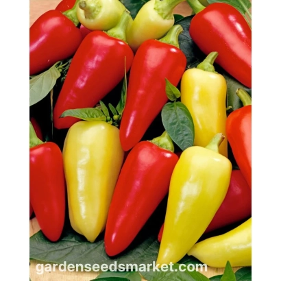 Красные и желтые перцы на фоне листьев - Монанта