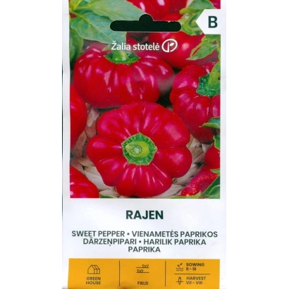 Семена перца РАЖЕН на красном фоне - Раен