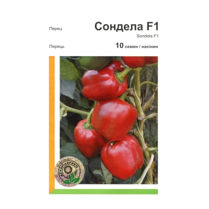 Пакет семян перца Сондела F1 с изображением красных плодов