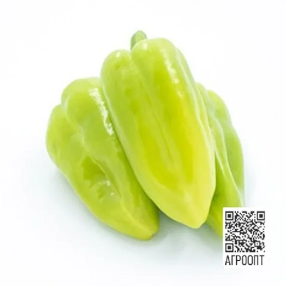 Свежий зеленый перец на белом фоне с QR-кодом и текстом АГРОПОРТ - Топгир