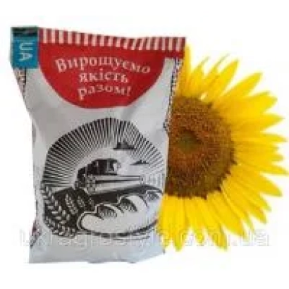 Пакет с семенами подсолнечника с изображением трактора и подсолнуха - Харвес КЛ