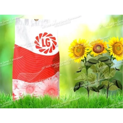 Красно-белый мешок с логотипом LG на фоне подсолнухов - ЛГ 5415