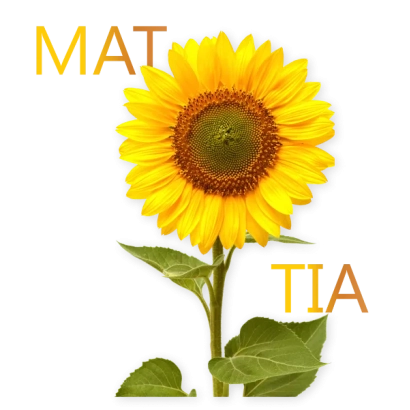 Солнечник с надписью MAT TIA на белом фоне - Маттиа