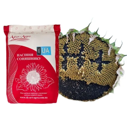 Пакет семян подсолнечника Нутрисан С 06 с изображением цветка и семян