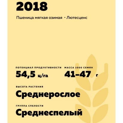 Soft winter wheat — Lutecens, AGROSP 33 2018
