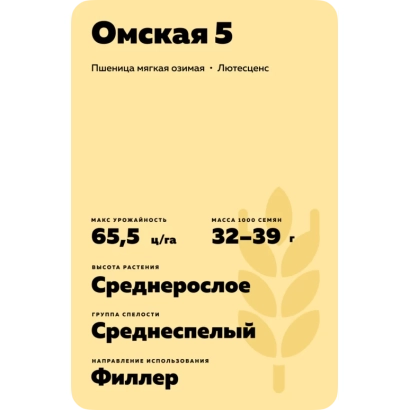 Пакет семян пшеницы Омская 5 с характеристиками сорта