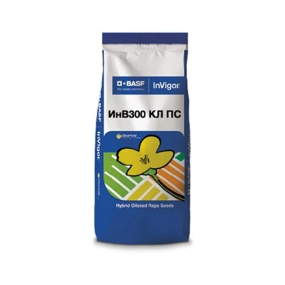 Синяя упаковка семян рапса с надписью ИНВ300 КЛ ПС и изображением цветка