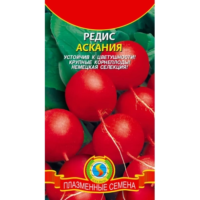 Пакет семян редиса Аскания с изображением красных корнеплодов
