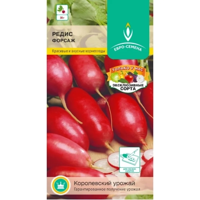 Пакет насіння редиски Форсаж з зображенням червоних коренеплодів