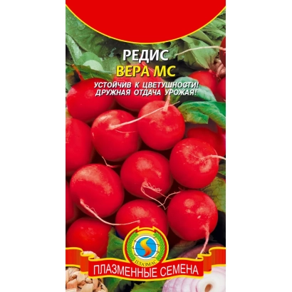 Пакет семян редиса ВЕРА МС с изображением свежих корнеплодов