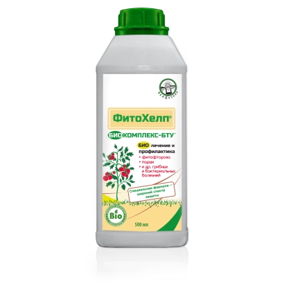 Бутылка с продуктом Фитокомплекс-БТУ на зеленой этикетке - Биокомплекс-Бту