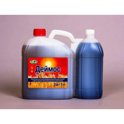 Канистра с регулятором роста ДЕЙМОС и синяя бутылка рядом - ДЕЙМОС (ДЕЙТУС)