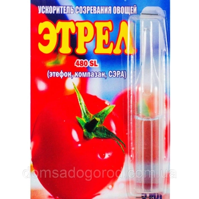 Упаковка регулятора роста ЭТРЕЛ 480 SL с изображением помидора